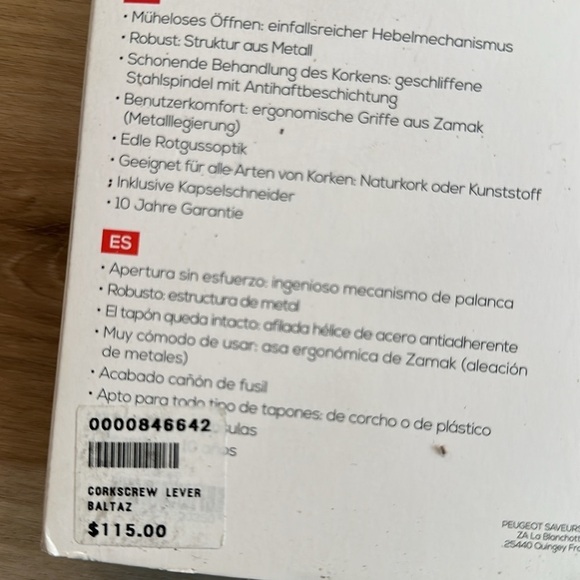 Sleek Black and Silver Corkscrew Peugeot ® Baltaz Basalte Corkscrew - Picture 5 of 7